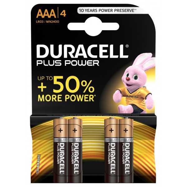 Pack de 6 piles alcalines AAA Duracell Plus 1.5V LR03 Noir - Piles