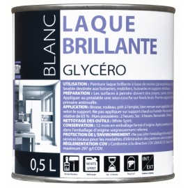 PEINTURE BATIR LAQUE GLYCERO BRILLANT BLANC 0.5L