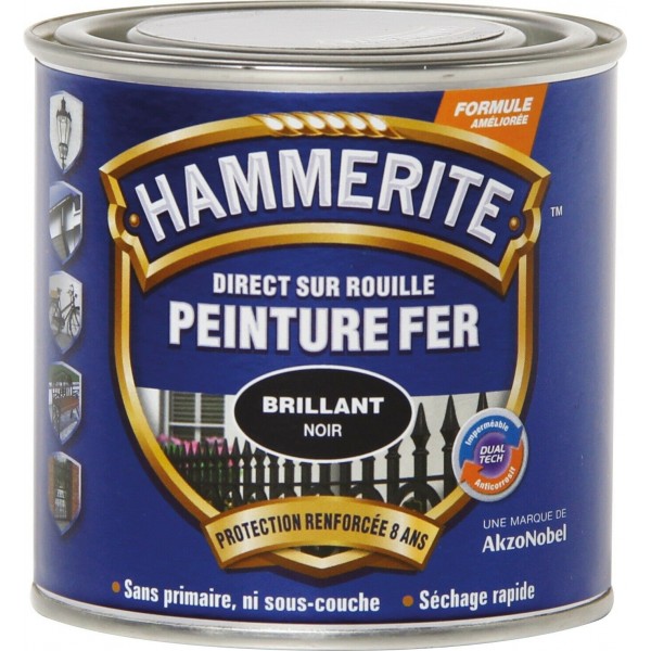 PEINTURE HAMMERITE NOIR BRILLANT 0.75L